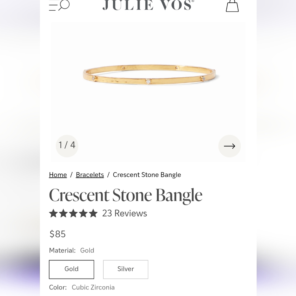 Julie Vos Gold Bangle Bracelet 3 Available - Picture 4 of 4